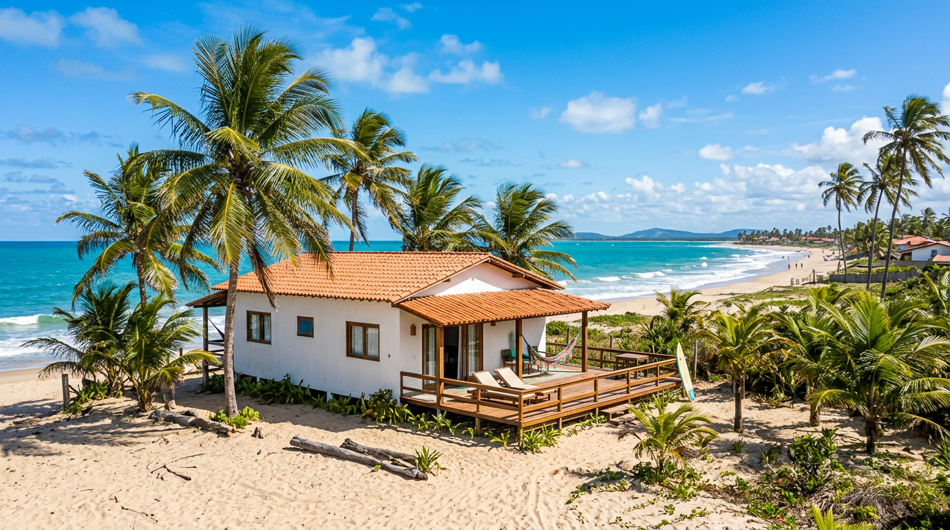Affordable beachfront house on the sand in Cumbuco, Northeast Brazil. Images and Photos created by www.cheap-beach-house.com