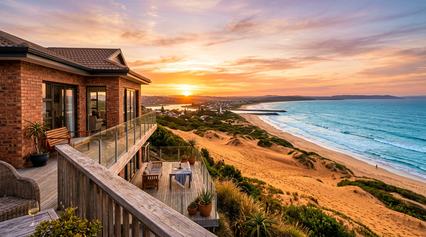 Affordable oceanfront house with sea views in Port Alfred South Africa. Images and Photos created by www.cheap-beach-house.com
