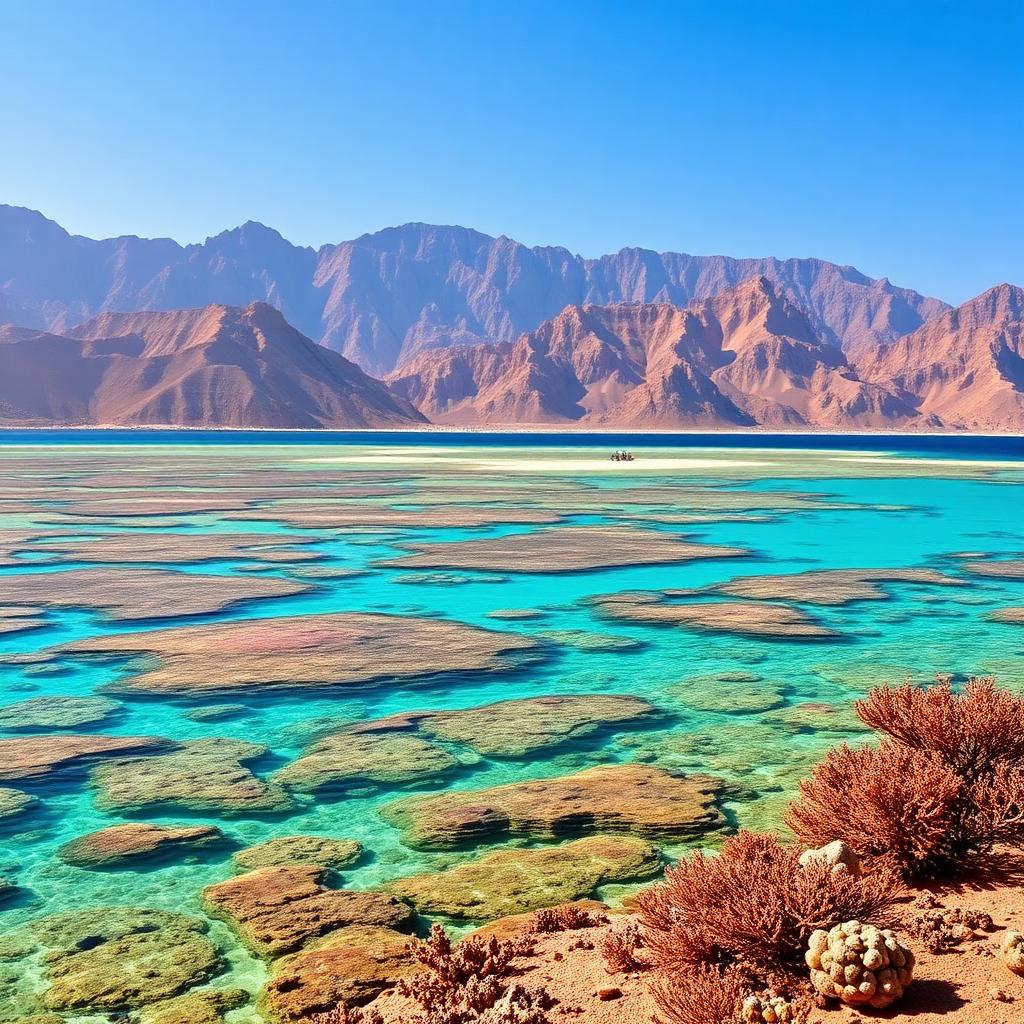 Turquoise Red Sea lagoon with coral reef in Egypt — cheap beach houses in Egypt. Images and Photos created by www.cheap-beach-house.com