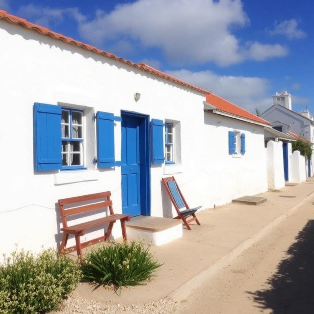 Whitewashed West Coast fishing cottage in South Africa — cheap beach houses in South Africa. Images and Photos created by www.cheap-beach-house.com