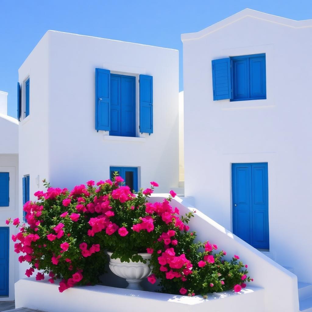 Whitewashed Greek village house above the Aegean Sea — cheap beach houses in Greece. Images and Photos created by www.cheap-beach-house.com