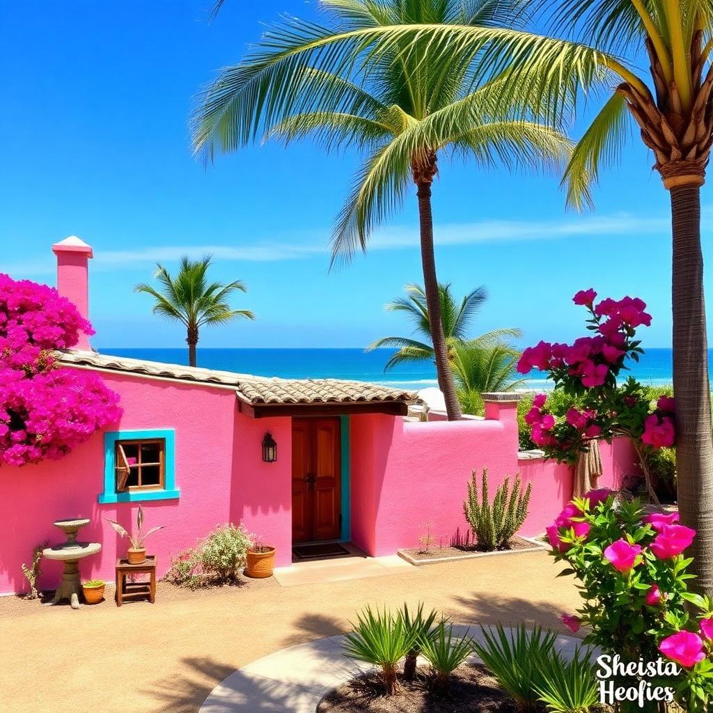 Colourful Mexican casita a short walk from a Pacific beach — cheap beach houses in Mexico. Images and Photos created by www.cheap-beach-house.com