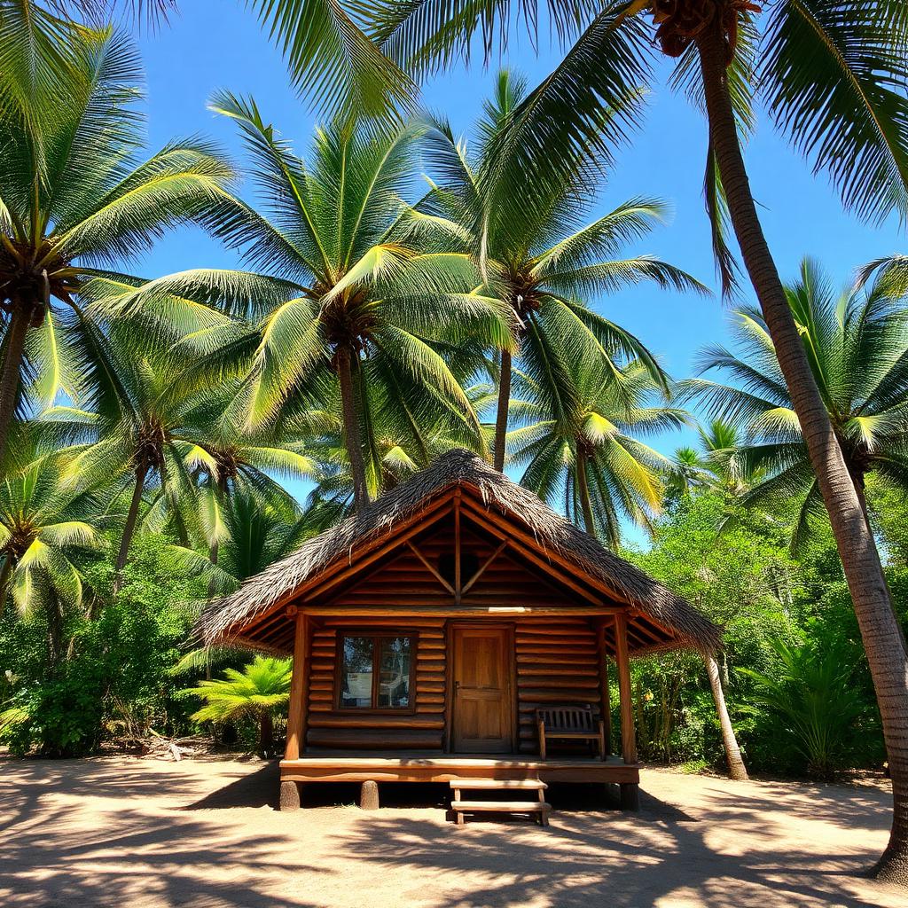 Wooden beach cabina under palm trees on the Nicoya Peninsula, Costa Rica — cheap beach houses in Costa Rica. Images and Photos created by www.cheap-beach-house.com