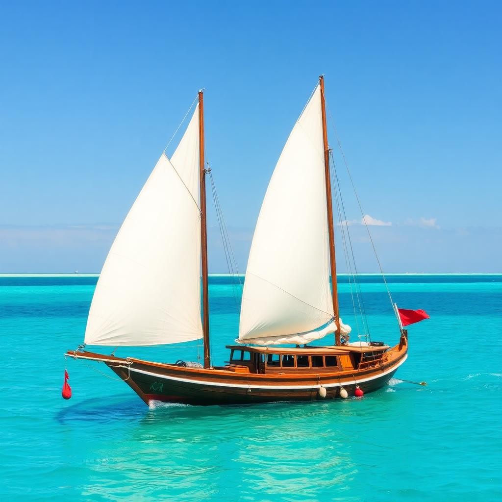 Traditional dhow sailing boat off Zanzibar, Tanzania — cheap beach houses in Tanzania. Images and Photos created by www.cheap-beach-house.com
