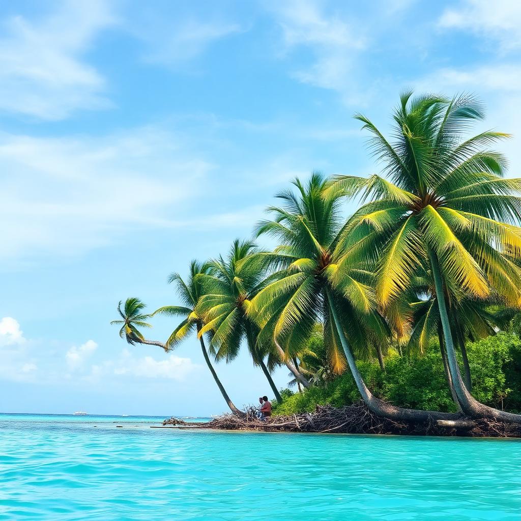 Turquoise Caribbean water and palm trees in Bocas, Panama — cheap beach houses in Panama. Images and Photos created by www.cheap-beach-house.com