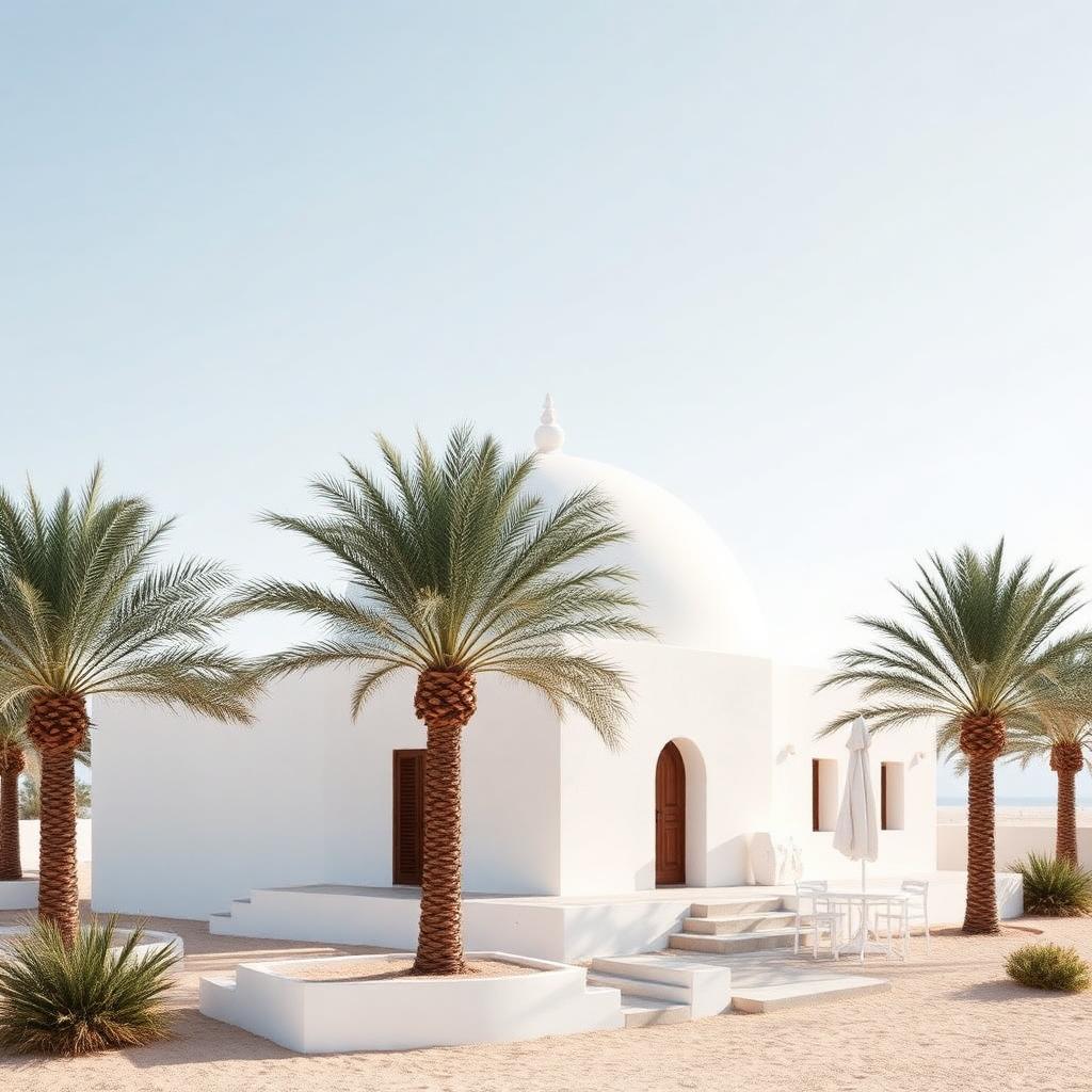 White-domed beach villa on the Egyptian Red Sea coast — cheap beach houses in Egypt. Images and Photos created by www.cheap-beach-house.com