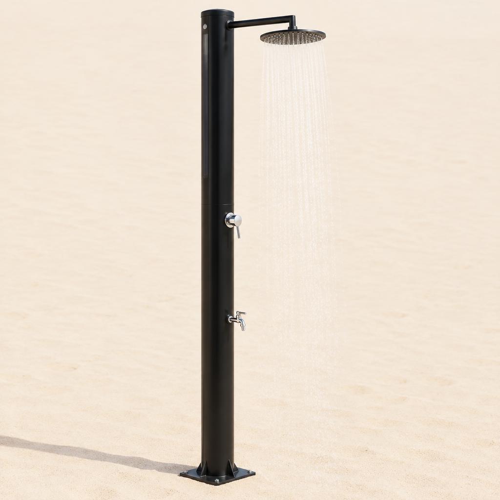 Solar Outdoor Shower — illustrative product photo, not an exact listing. Images and Photos created by www.cheap-beach-house.com
