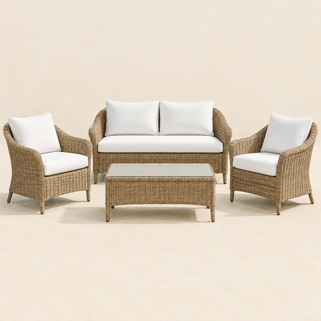 Wicker Patio Furniture Set — illustrative product photo, not an exact listing. Images and Photos created by www.cheap-beach-house.com
