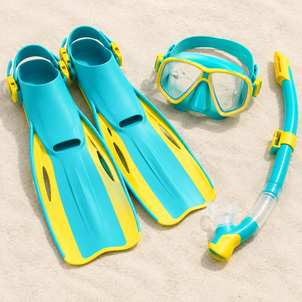 Snorkel Mask & Fins Set — illustrative product photo, not an exact listing. Images and Photos created by www.cheap-beach-house.com