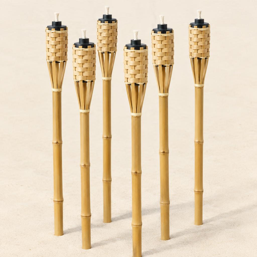 Bamboo Tiki Torches — illustrative product photo, not an exact listing. Images and Photos created by www.cheap-beach-house.com