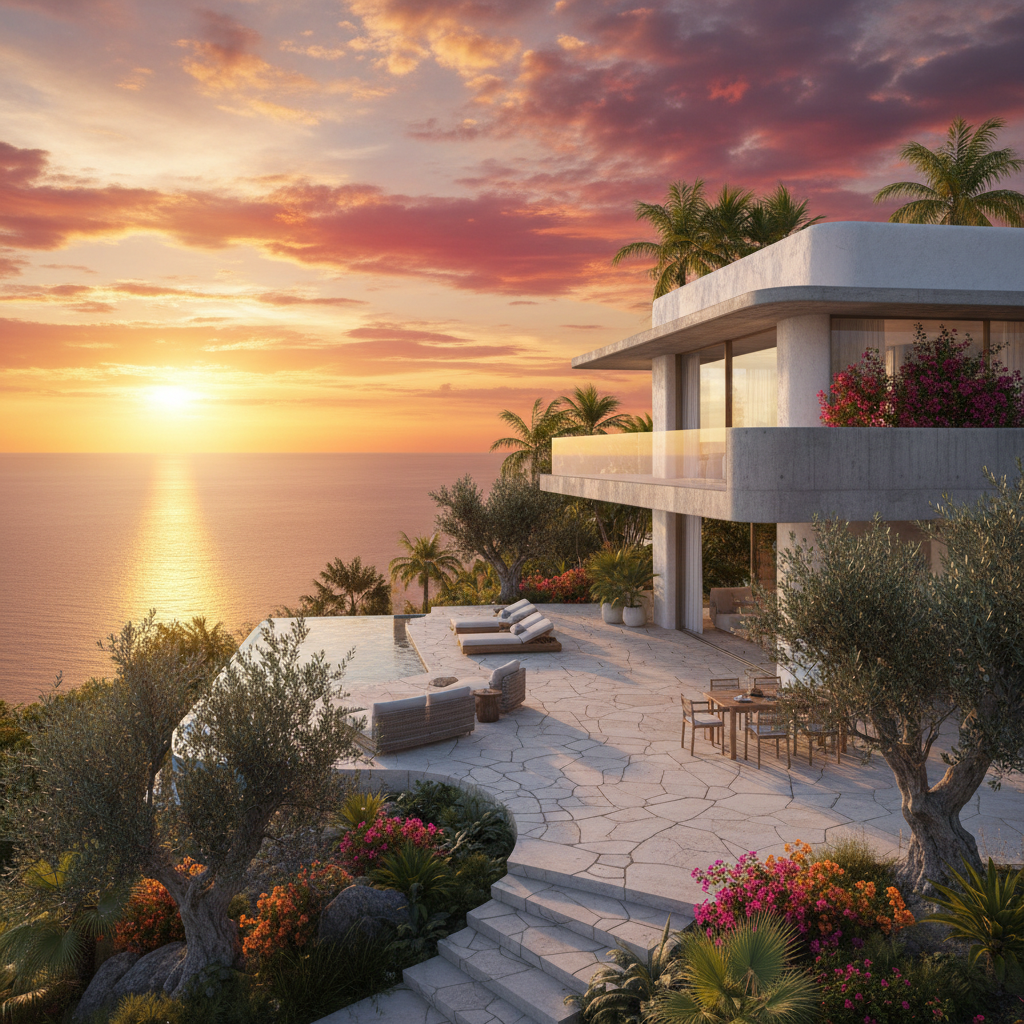 Albanian Riviera concrete villa (unfinished) — cheap beach house for sale in Dhermi, Albania, gallery view 2 showing beachfront, interiors or neighbourhood. Images and Photos created by www.cheap-beach-house.com