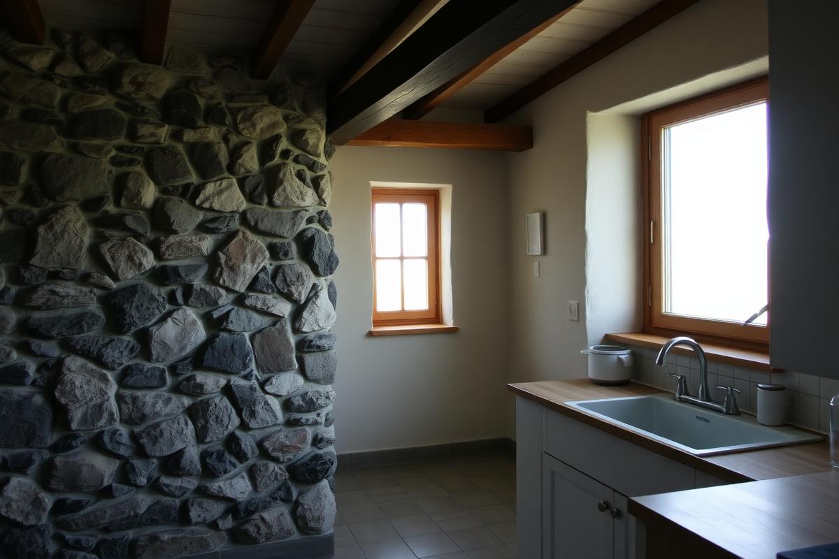 Douarnenez granite fisherman's house, Brittany — cheap beach house for sale in Douarnenez, France, gallery view 2 showing beachfront, interiors or neighbourhood. Images and Photos created by www.cheap-beach-house.com