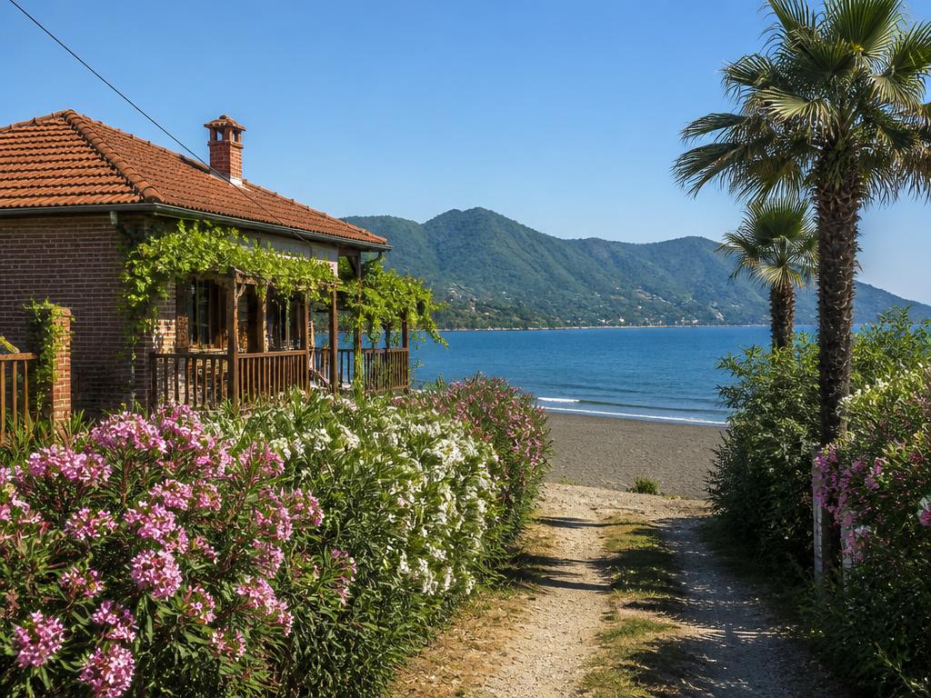Ureki magnetic-sand cottage — beach house under $100K USD in Ureki, Georgia. Images and Photos created by www.cheap-beach-house.com