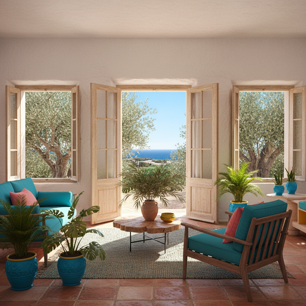 Peloponnese olive-grove house — cheap beach house for sale in Kyparissia, Greece, gallery view 1 showing beachfront, interiors or neighbourhood. Images and Photos created by www.cheap-beach-house.com