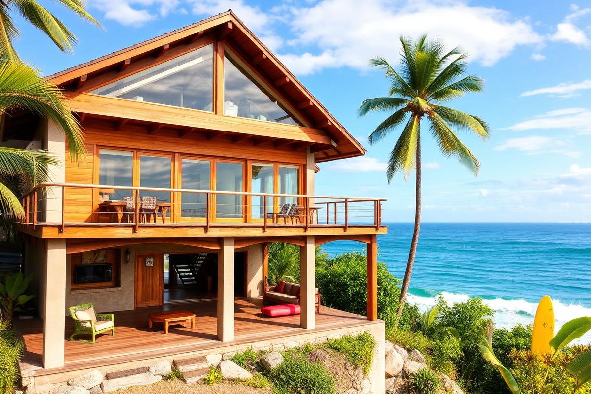 Nias surf house at Sorake — cheap beach house for sale in Lagundri, Indonesia. Images and Photos created by www.cheap-beach-house.com
