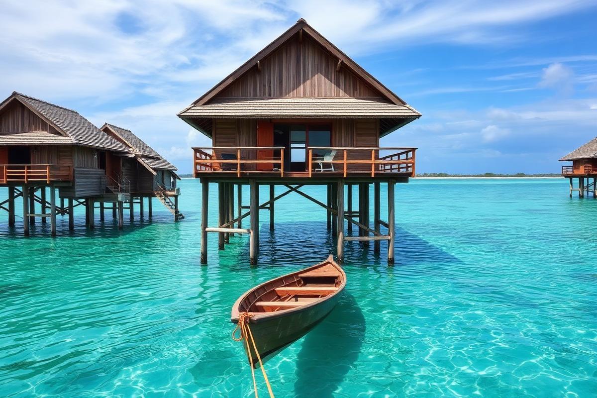 Mentawai island stilt house — cheap beach house for sale in Tuapejat, Indonesia. Images and Photos created by www.cheap-beach-house.com
