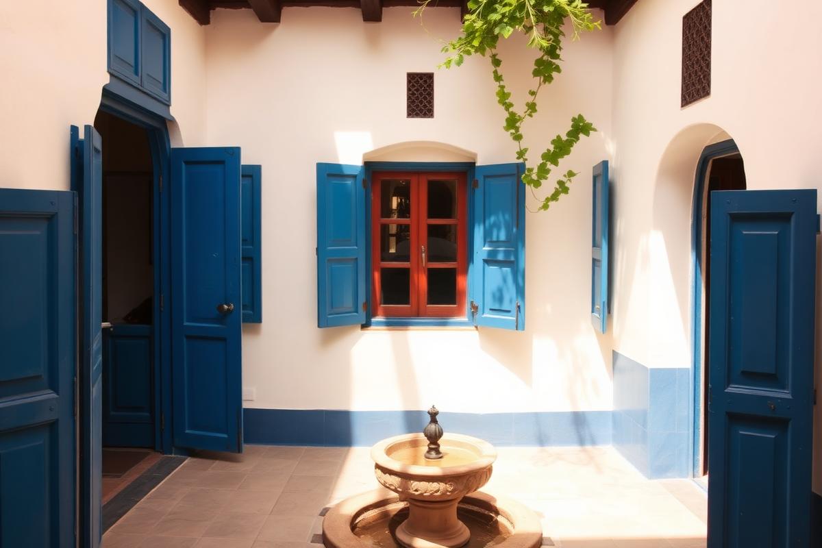 Essaouira medina riad house — cheap beach house for sale in Essaouira, Morocco, gallery view 1 showing beachfront, interiors or neighbourhood. Images and Photos created by www.cheap-beach-house.com