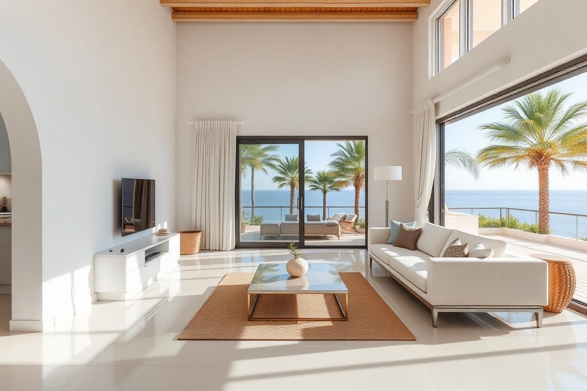 Martil seafront apartment — cheap beach house for sale in Martil, Morocco, gallery view 1 showing beachfront, interiors or neighbourhood. Images and Photos created by www.cheap-beach-house.com