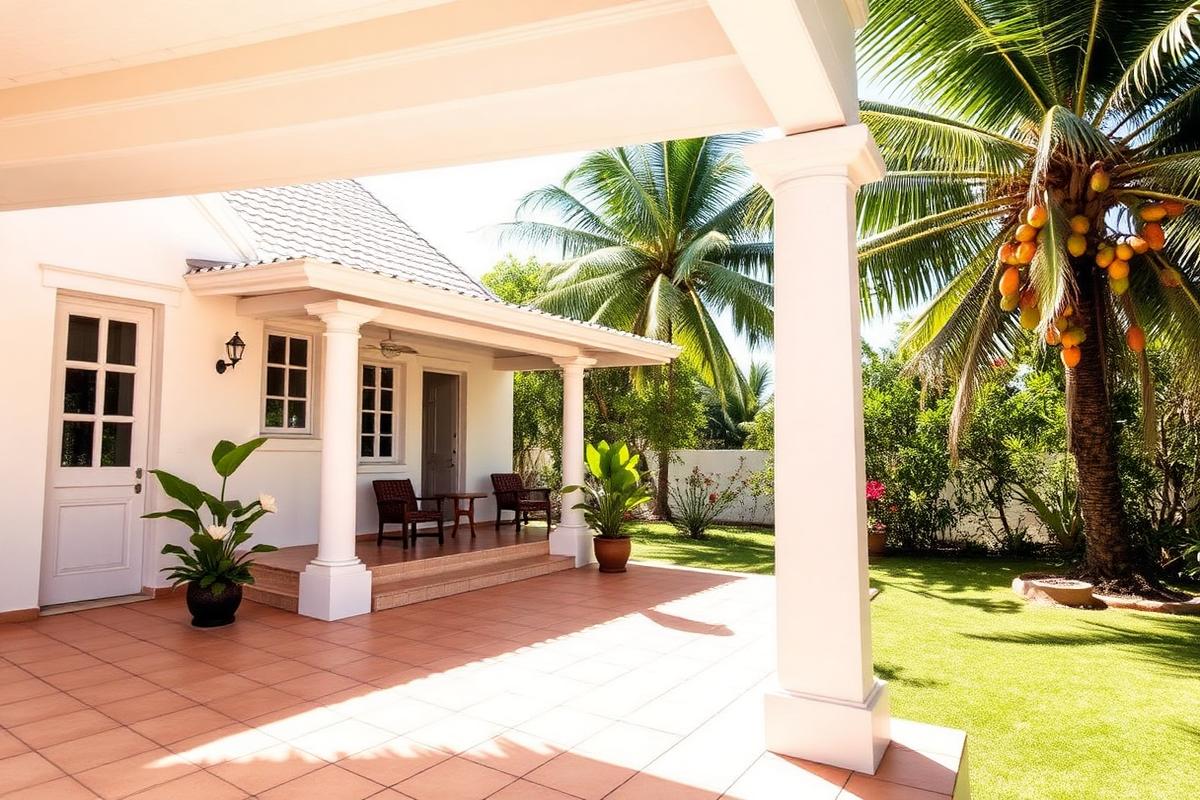 Nosy Be palm-garden villa — cheap beach house for sale in Ambatoloaka, Madagascar listed at MGA 320,000,000. Images and Photos created by www.cheap-beach-house.com