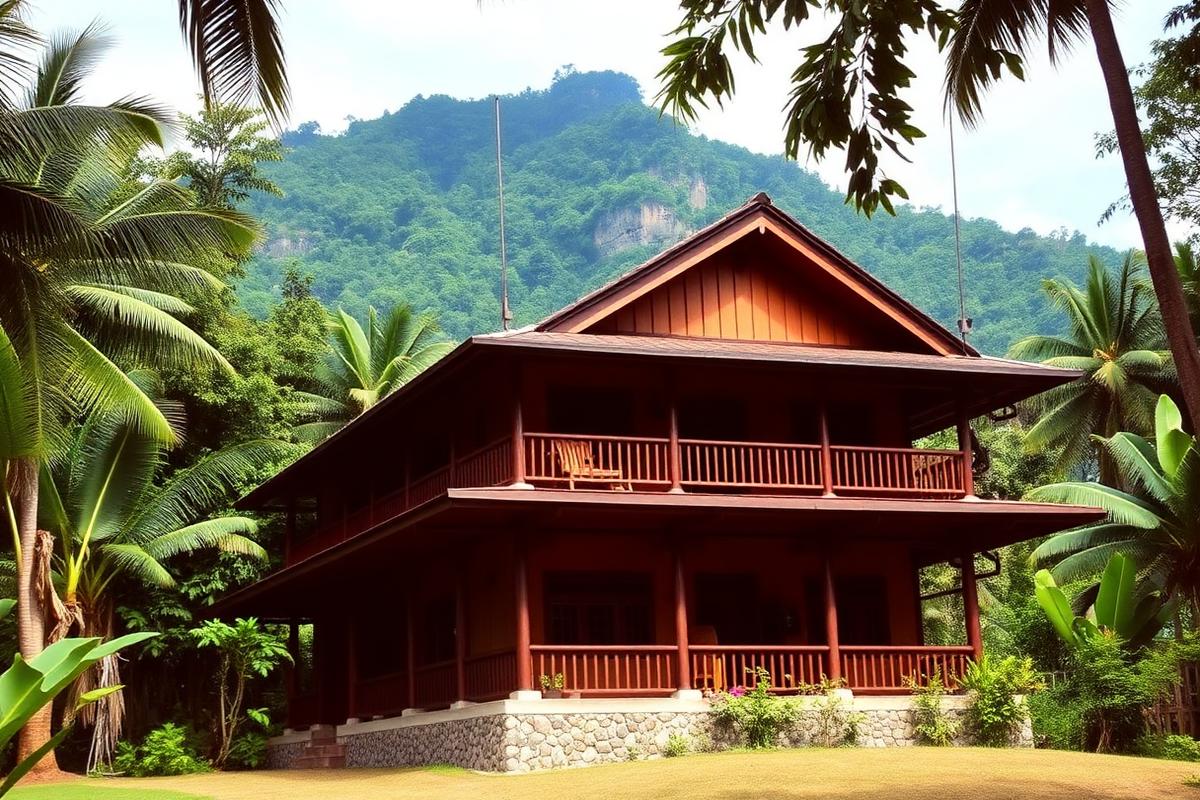 Santubong riverside beach house — cheap beach house for sale in Santubong, Malaysia listed at MYR 420,000. Images and Photos created by www.cheap-beach-house.com