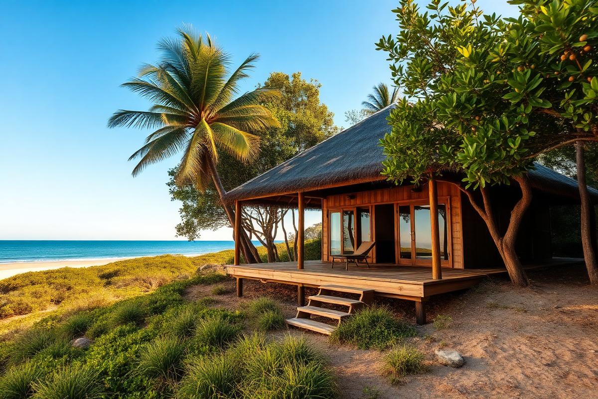 Tofo dune house — cheap beach house for sale in Tofo, Mozambique listed at MZN 4,200,000. Images and Photos created by www.cheap-beach-house.com