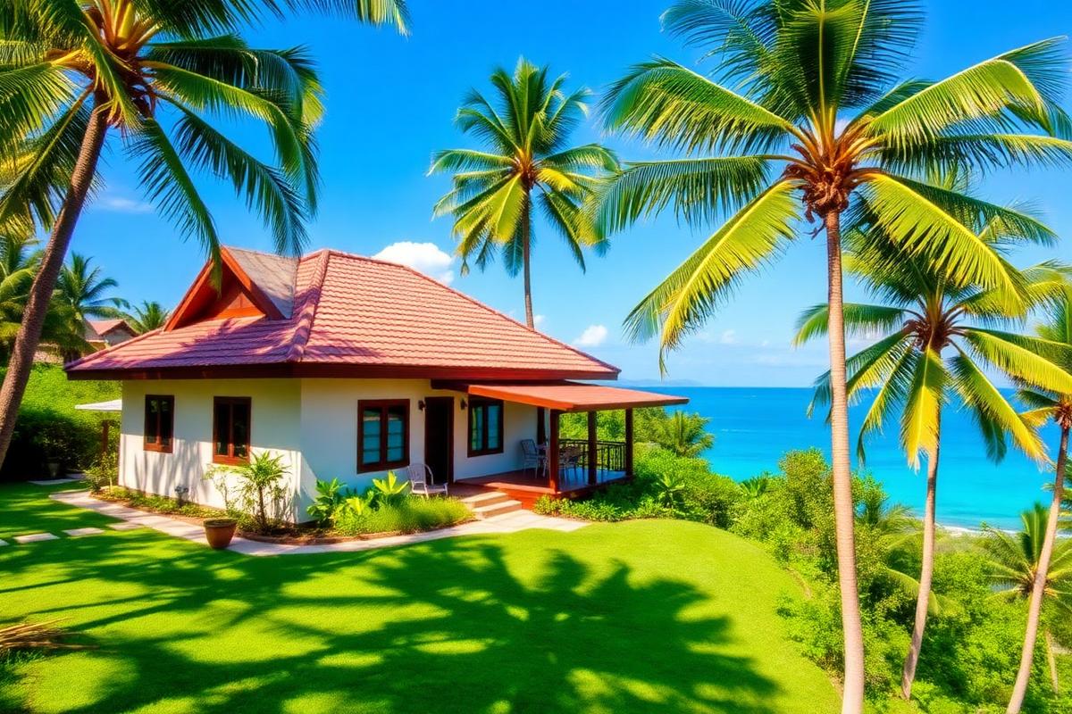 Maenam hillside bungalow, Koh Samui — beach house under $100K USD in Koh Samui, Thailand. Images and Photos created by www.cheap-beach-house.com